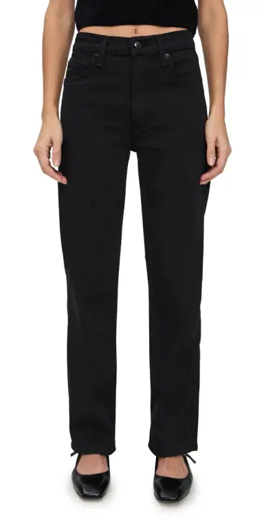 rag & bone Flexi Harlow Mid Rise Ankle Straight Jeans Black 25 | Thumbnail 1