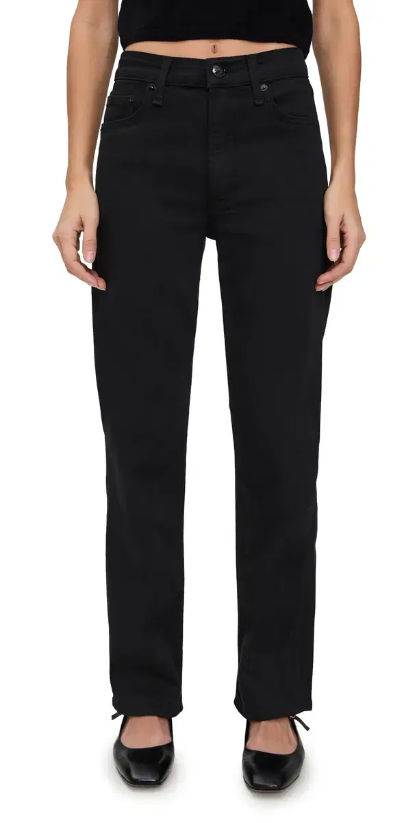 Flexi Harlow Mid Rise Ankle Straight Jeans Black