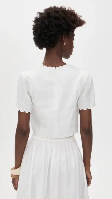 Farm Rio Roses inen Top Off-White | Thumbnail 3