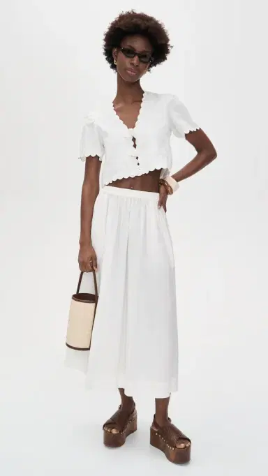Farm Rio Roses inen Top Off-White | Thumbnail 5