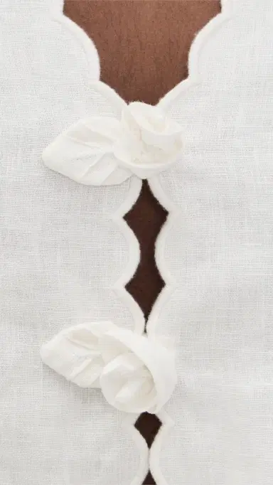 Farm Rio Roses inen Top Off-White | Thumbnail 6