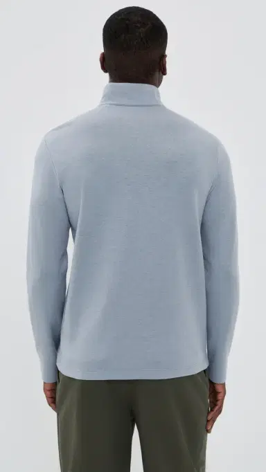 Vince Cotton Blend Double Quarter Zip Pullover teel Blue | Thumbnail 3