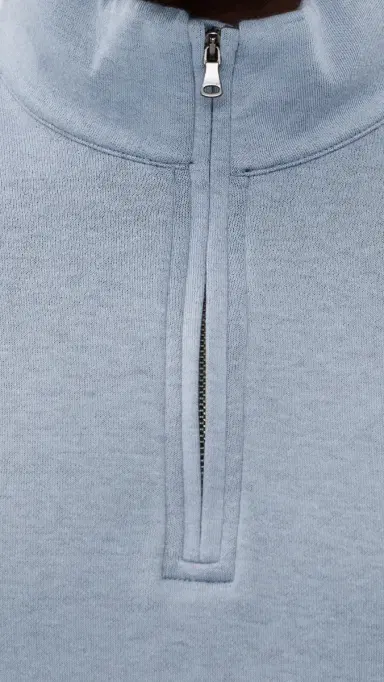 Vince Cotton Blend Double Quarter Zip Pullover teel Blue | Thumbnail 6