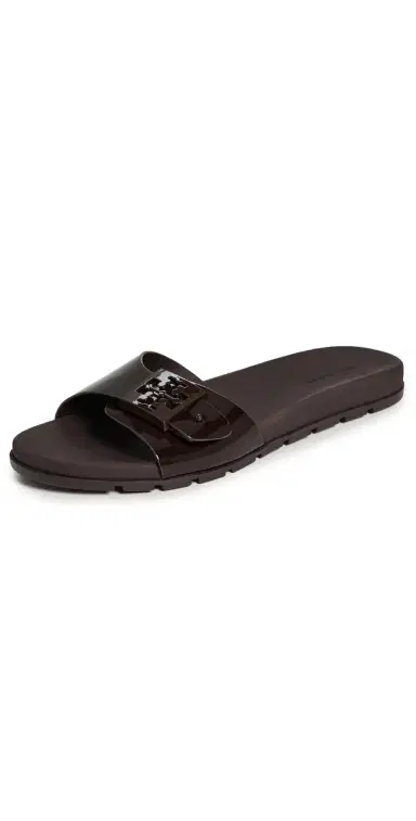 Tory Burch Buckle Slides Dark Cocoa 5 | Thumbnail 1