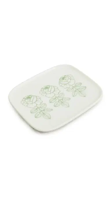 Marimekko Oiva Vihkiruusu Plate White/Sage | Thumbnail 5
