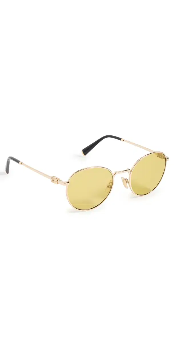 Miu Miu Round Metal Sunglasses Gold One Size