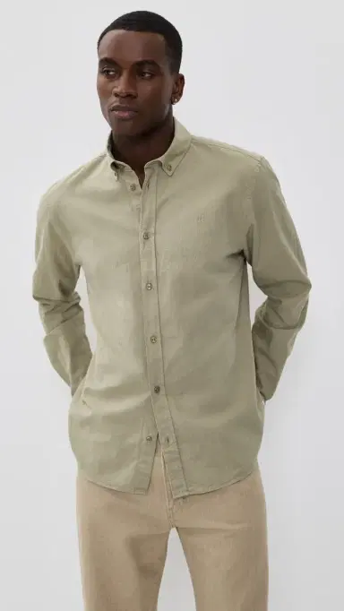 Les Deux Konrad Cotton Linen Shirt Laurel Oak and | Thumbnail 2 Les Deux Konrad Cotton Linen Shirt Laurel Oak and | Thumbnail 2