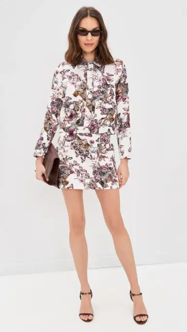 L'Agence Cyra Low Rise Miniskirt White Multi Butterfly | Thumbnail 5 L'Agence Cyra Low Rise Miniskirt White Multi Butterfly | Thumbnail 5