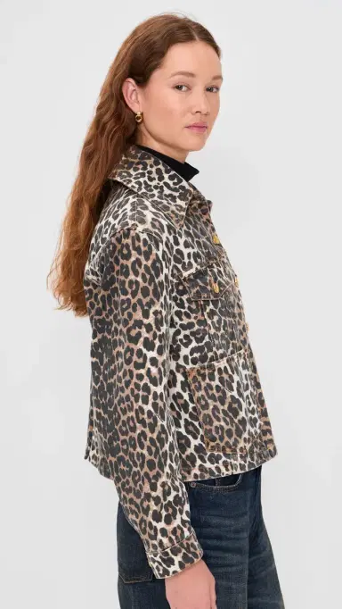 GANNI Print Denim Jacket Almond Milk | Thumbnail 4 GANNI Print Denim Jacket Almond Milk | Thumbnail 4
