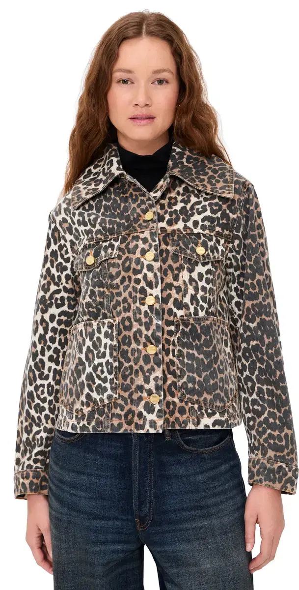 Print Denim Jacket Almond Milk