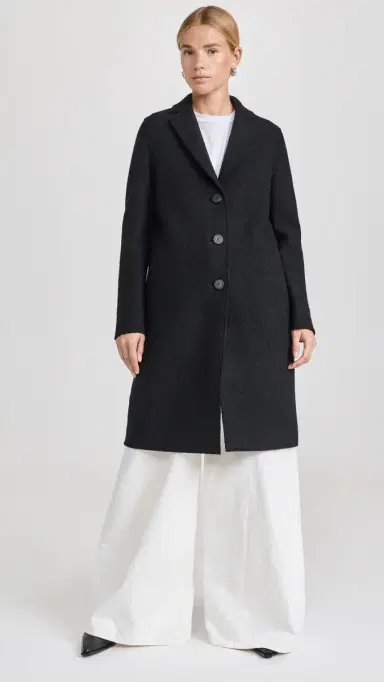 Harris Wharf London Overcoat Boiled Wool Black 48 | Thumbnail 2
