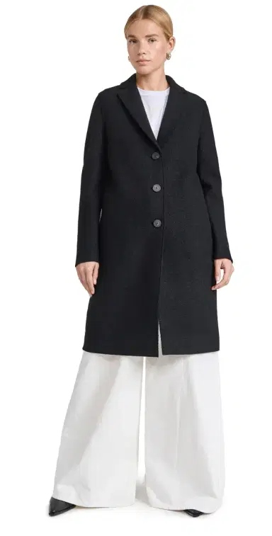 Harris Wharf London Overcoat Boiled Wool Black 48 | Thumbnail 1