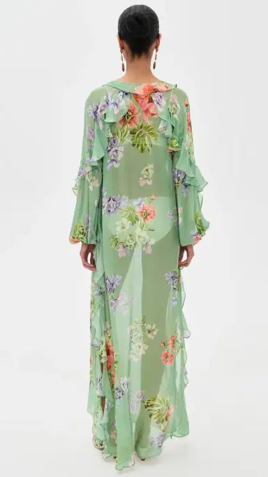 Hemant & Nandita ong Ruffle Caftan Green | Thumbnail 3