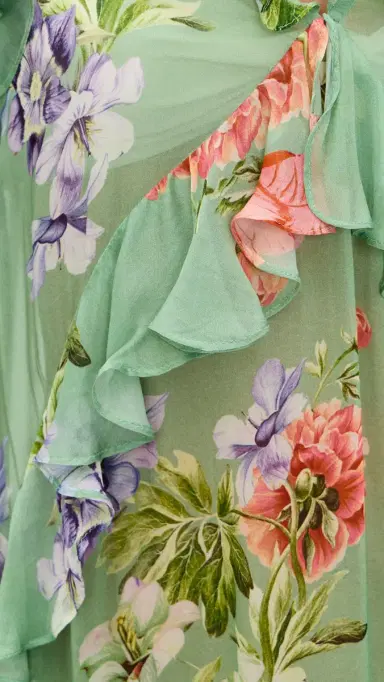 Hemant & Nandita ong Ruffle Caftan Green | Thumbnail 6