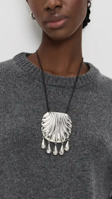 MAYAMAR Shell Pendant Necklace Silver Silver One Size | Thumbnail 3
