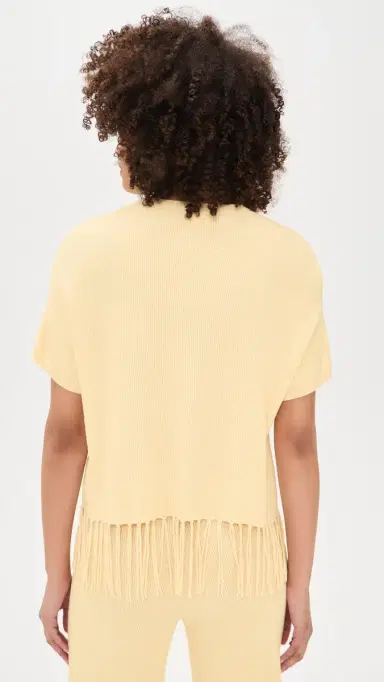 Splendid x @Cellajaneblog Short Sleeve Fringe Sweater Daybreak | Thumbnail 3