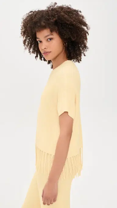 Splendid x @Cellajaneblog Short Sleeve Fringe Sweater Daybreak | Thumbnail 4