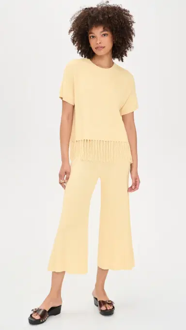 Splendid x @Cellajaneblog Short Sleeve Fringe Sweater Daybreak | Thumbnail 5