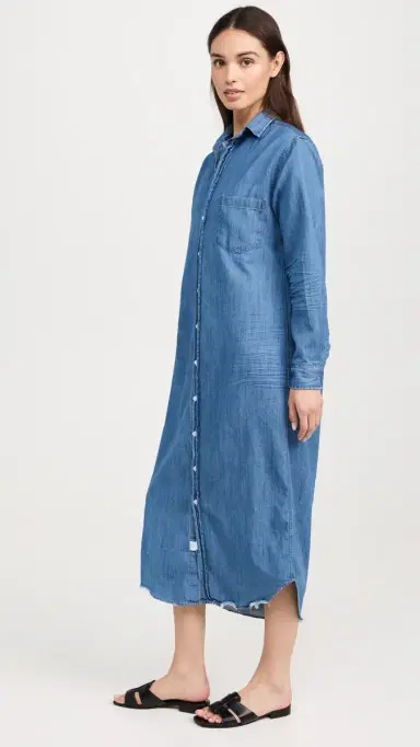 FRANK & EILEEN Chambray Shirtdress Vintage Stonewashed Indigo | Thumbnail 4