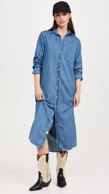 FRANK & EILEEN Chambray Shirtdress Vintage Stonewashed Indigo | Thumbnail 5