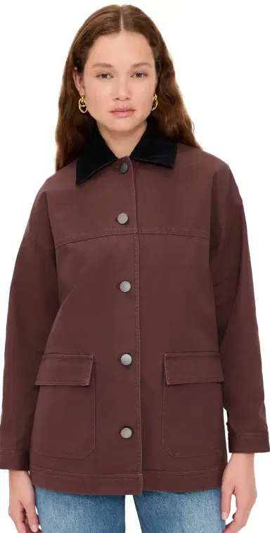 LE BOP Dree Mid- Length Oversized Barn Jacket Chocolate | Thumbnail 1 LE BOP Dree Mid- Length Oversized Barn Jacket Chocolate | Thumbnail 1