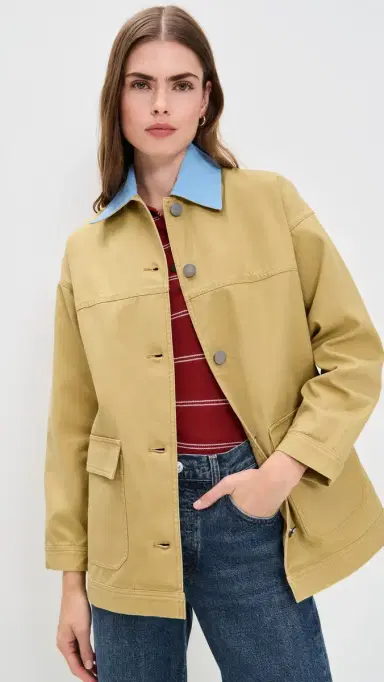 LE BOP Dree Mid- Length Oversized Barn Jacket Khaki | Thumbnail 2 LE BOP Dree Mid- Length Oversized Barn Jacket Khaki | Thumbnail 2