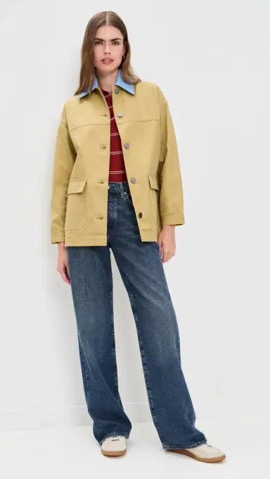 LE BOP Dree Mid- Length Oversized Barn Jacket Khaki | Thumbnail 5 LE BOP Dree Mid- Length Oversized Barn Jacket Khaki | Thumbnail 5