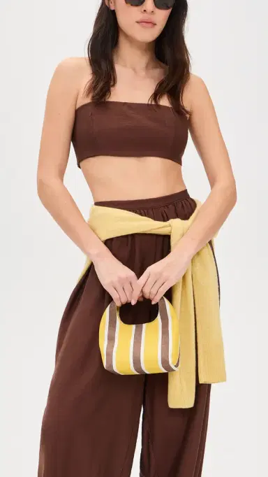 Loeffler Randall Kenzie Mini Bucket Clutch Yellow/White/Maroon Stripe One Size | Thumbnail 3 Loeffler Randall Kenzie Mini Bucket Clutch Yellow/White/Maroon Stripe One Size | Thumbnail 3