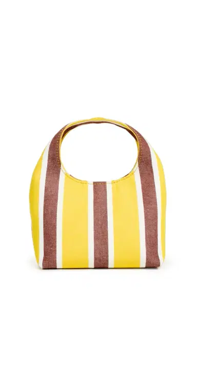 Loeffler Randall Kenzie Mini Bucket Clutch Yellow/White/Maroon Stripe One Size | Thumbnail 1 Loeffler Randall Kenzie Mini Bucket Clutch Yellow/White/Maroon Stripe One Size | Thumbnail 1