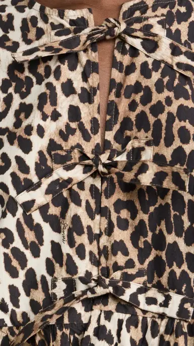 GANNI Printed Cotton Poplin Peplum Blouse Leopard | Thumbnail 6 GANNI Printed Cotton Poplin Peplum Blouse Leopard | Thumbnail 6