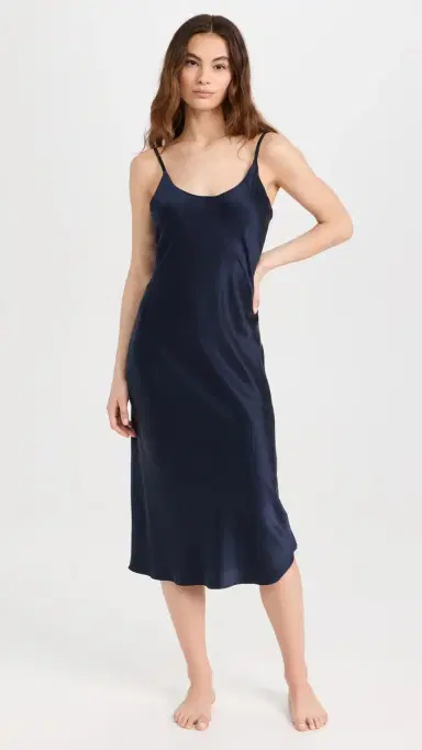 Lunya Washable Silk Bias Slip Dress Deep Blue | Thumbnail 2