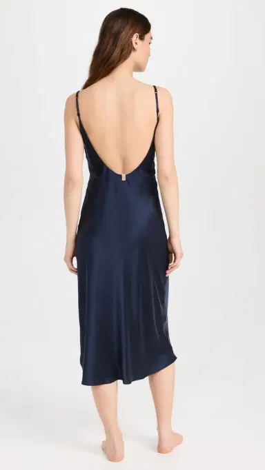Lunya Washable Silk Bias Slip Dress Deep Blue | Thumbnail 3