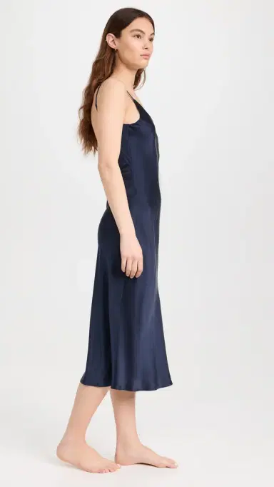 Lunya Washable Silk Bias Slip Dress Deep Blue | Thumbnail 4