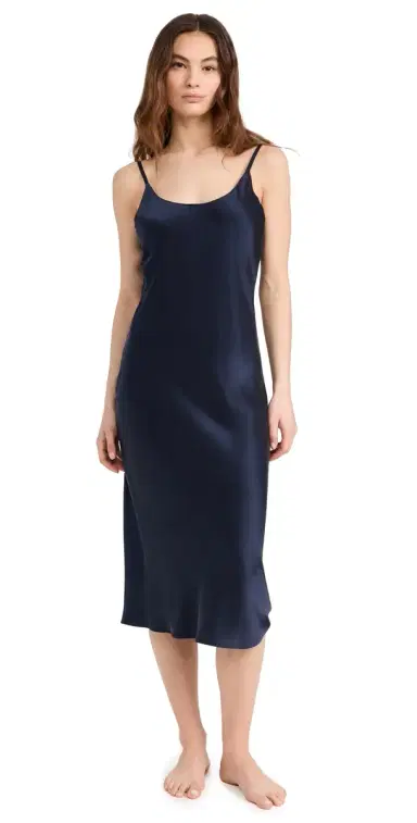 Lunya Washable Silk Bias Slip Dress Deep Blue | Thumbnail 1