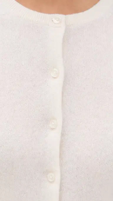 White + Warren Cashmere Crew Neck Cardigan Soft White S | Thumbnail 6