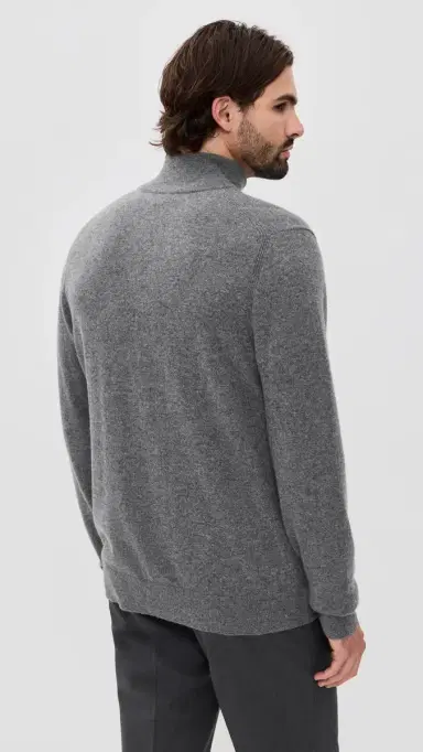 Vince Cashmere Quarter Zip Sweater Med H Grey M | Thumbnail 3