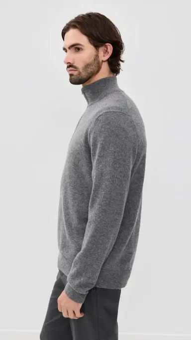 Vince Cashmere Quarter Zip Sweater Med H Grey M | Thumbnail 4