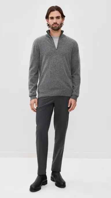 Vince Cashmere Quarter Zip Sweater Med H Grey M | Thumbnail 5