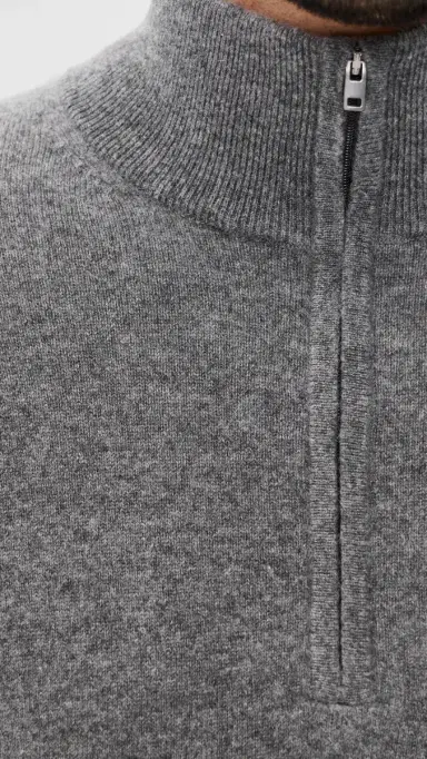 Vince Cashmere Quarter Zip Sweater Med H Grey M | Thumbnail 6