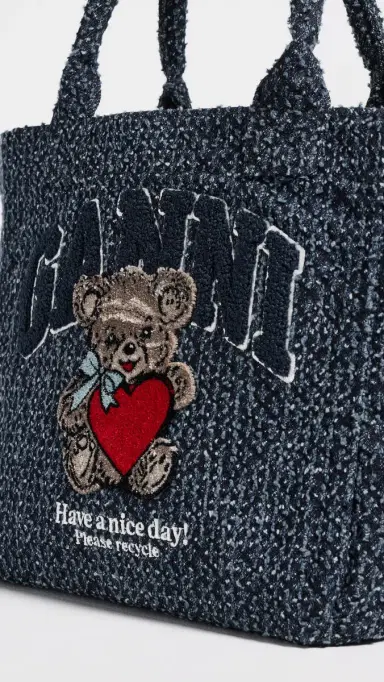 GANNI Small Trapeze Shopper Bear Tweed Denim Tote Rinse One Size | Thumbnail 5 GANNI Small Trapeze Shopper Bear Tweed Denim Tote Rinse One Size | Thumbnail 5
