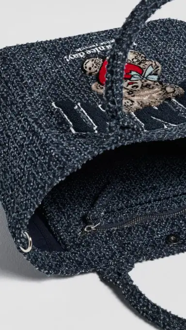 GANNI Small Trapeze Shopper Bear Tweed Denim Tote Rinse One Size | Thumbnail 6 GANNI Small Trapeze Shopper Bear Tweed Denim Tote Rinse One Size | Thumbnail 6
