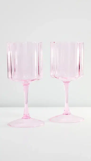 FAZEEK Wave Wine Glasses Pink One Size | Thumbnail 2