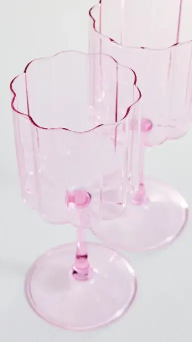FAZEEK Wave Wine Glasses Pink One Size | Thumbnail 3