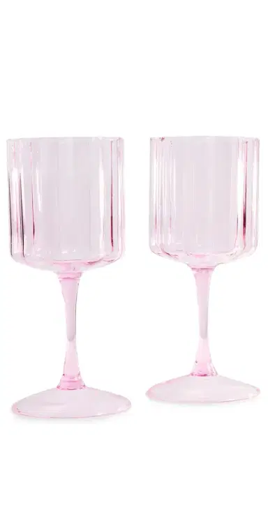 FAZEEK Wave Wine Glasses Pink One Size | Thumbnail 1