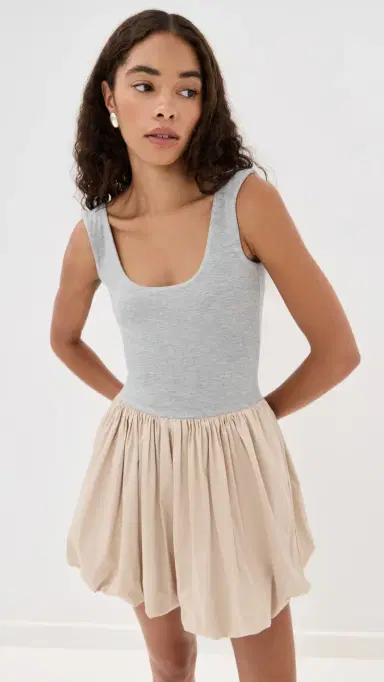 LE BOP Piper Combo Dress Heather Grey/Khaki | Thumbnail 2