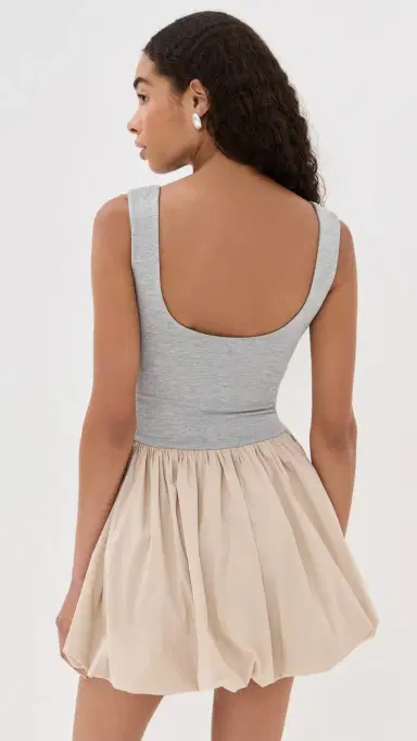 LE BOP Piper Combo Dress Heather Grey/Khaki | Thumbnail 3