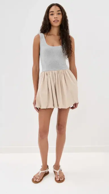 LE BOP Piper Combo Dress Heather Grey/Khaki | Thumbnail 5