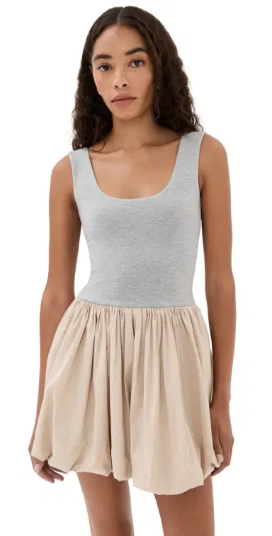 LE BOP Piper Combo Dress Heather Grey/Khaki | Thumbnail 1