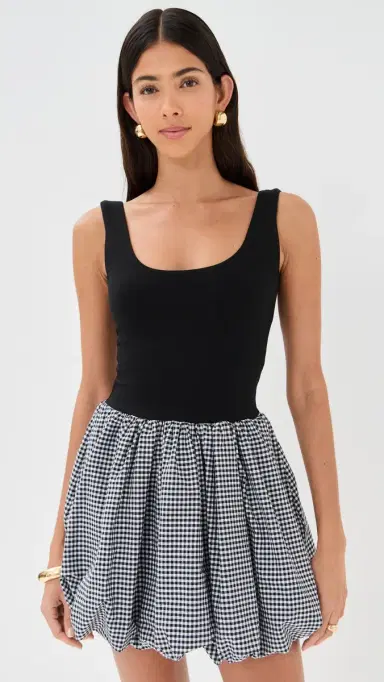 LE BOP Piper Combo Dress Black/Gingham | Thumbnail 2 LE BOP Piper Combo Dress Black/Gingham | Thumbnail 2