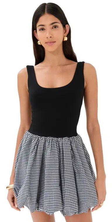 LE BOP Piper Combo Dress Black/Gingham | Thumbnail 1 LE BOP Piper Combo Dress Black/Gingham | Thumbnail 1